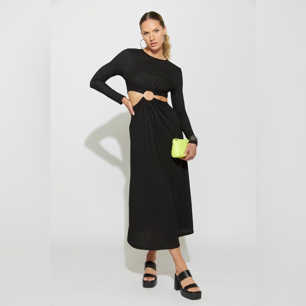 H&M black long sleeve maxi dress